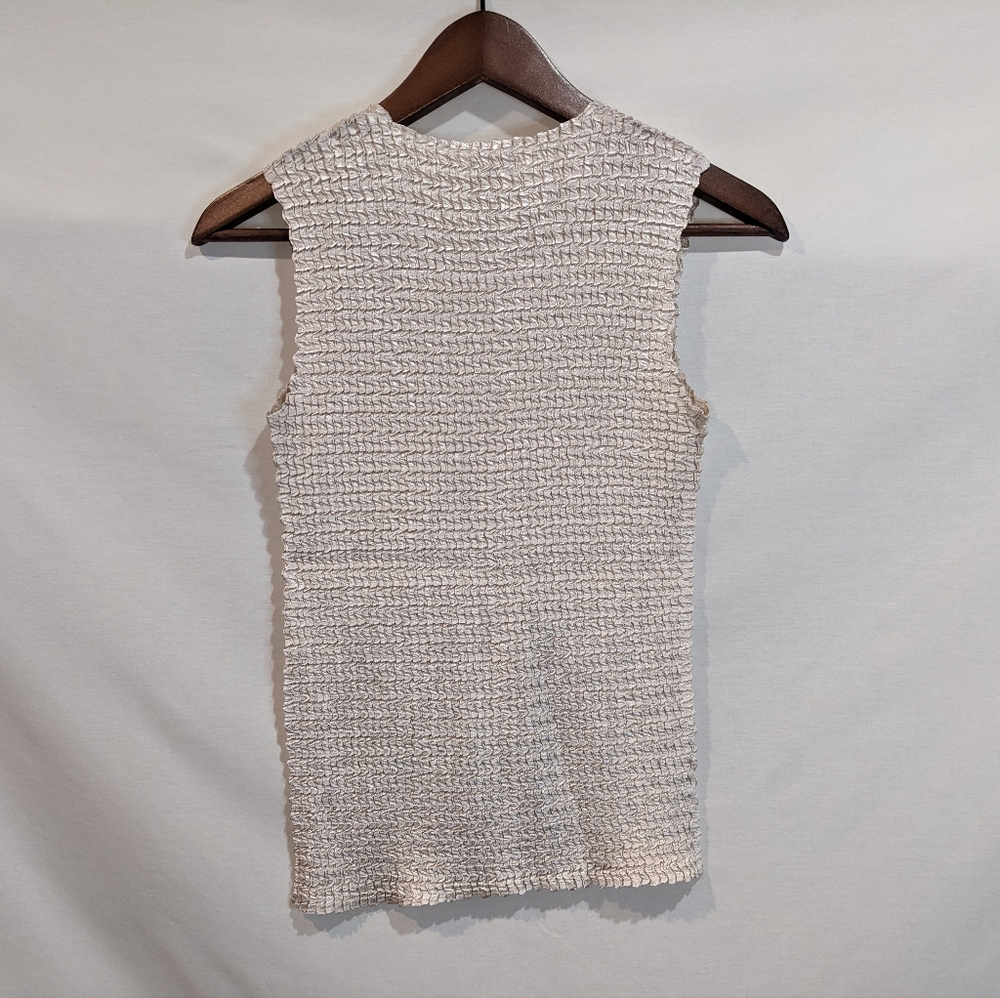 Vintage Nicola Satin Champagne Textured Bubble Tank Size M - Picture 6 of 8